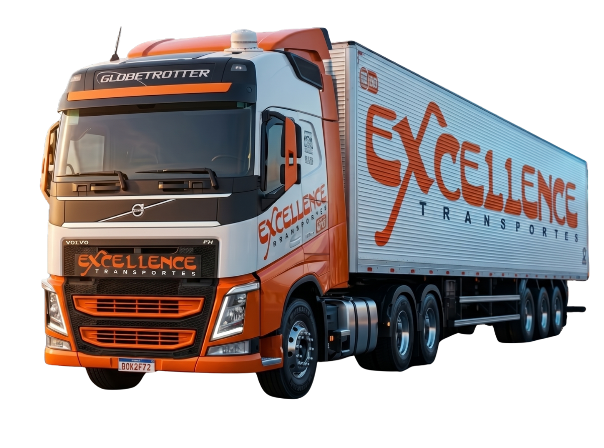 Caminhão da Excellence Transportes — frota com rastreamento 24h